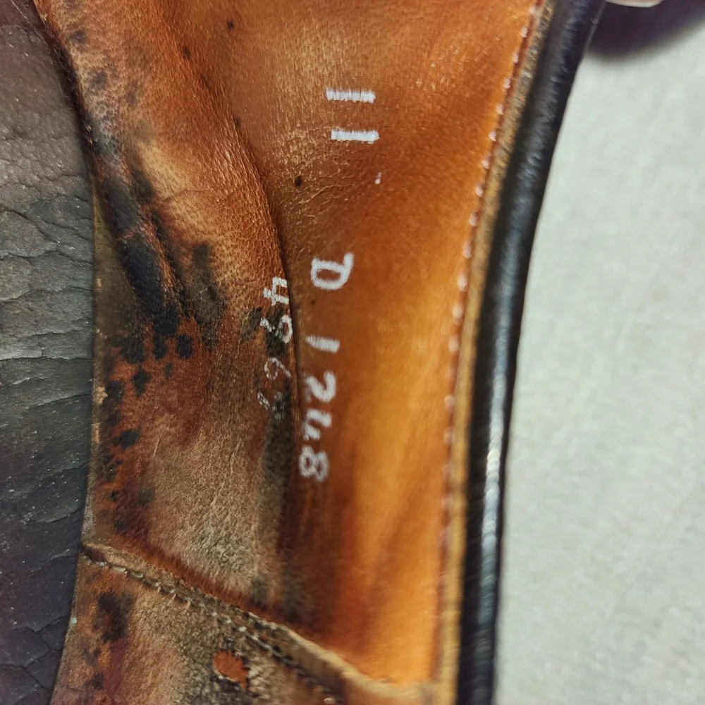Allen Edmonds Mens 11 D Brown Leather Split-Toe Blucher Apron Toe Derby Shoes